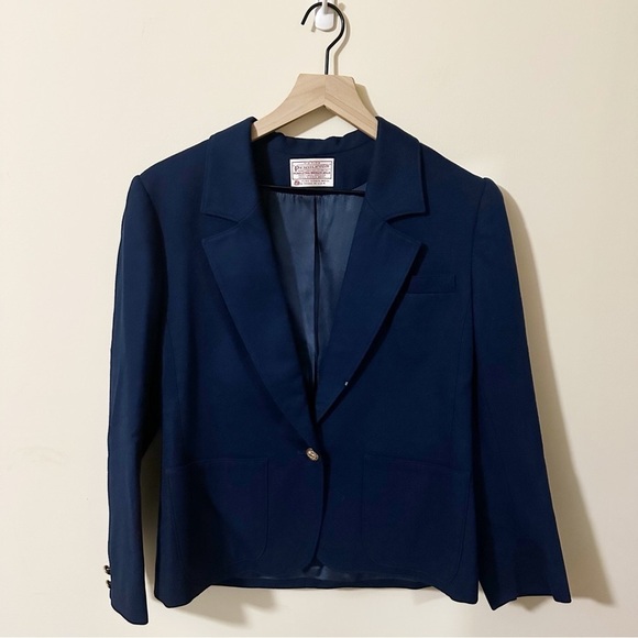 Vintage Pendletons Womens Virgin Wool Made in the USA Blue Blazer Size 10 - Picture 1 of 10